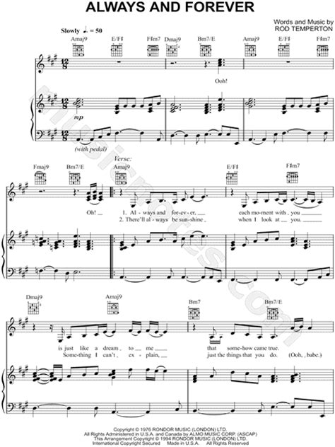 Heatwave Always And Forever Sheet Music In A Major Transposable Download And Print Sku