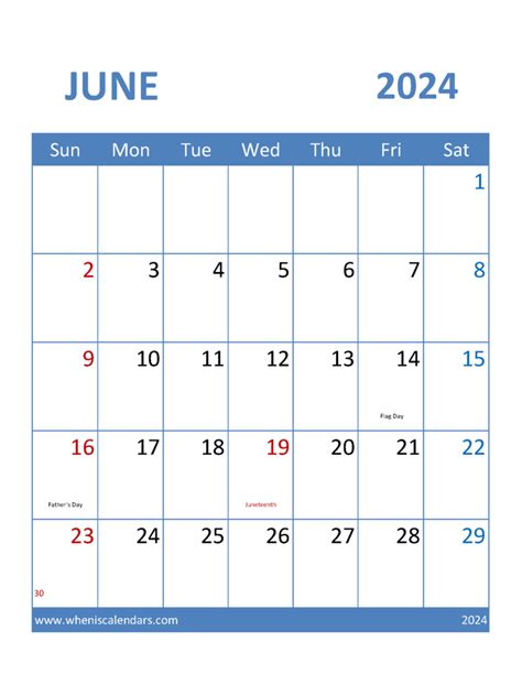 June Holidays Calendar 2024 Monthly Calendar