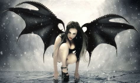 Art Jennifer Gelinas Black Fantasy Wings Girl Demon Gothic