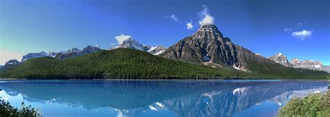 Scenic Landscape With Clear Lake And Mountains In Jasper National Park