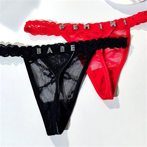 sexy lace panties thong with crystal letters for women personalized g string female underwear