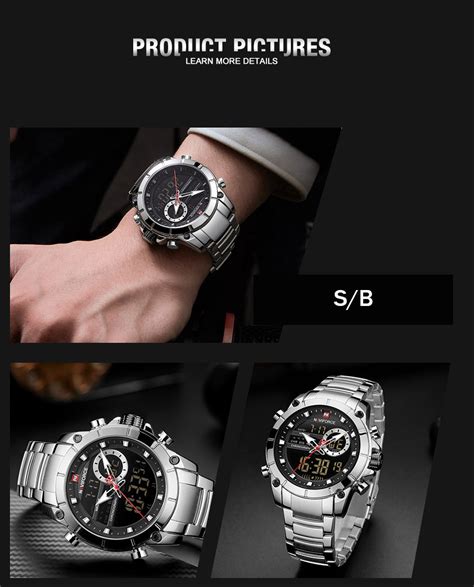 naviforce nf 9163 men s watch chronograph stainless steel analog digital watch black price in