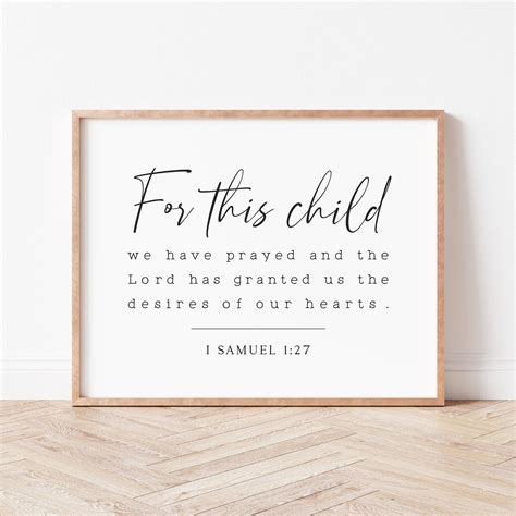 Nursery Bible Verse Wall Art For This Child We Have Prayed Sign