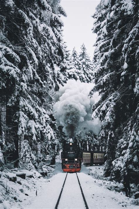 ~~driving Home For Christmas Steam Train Through A Winter Snow By