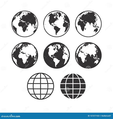 Iconos De Mapa Del Mundo De Los Vectores Iconos De Globo Conjunto De