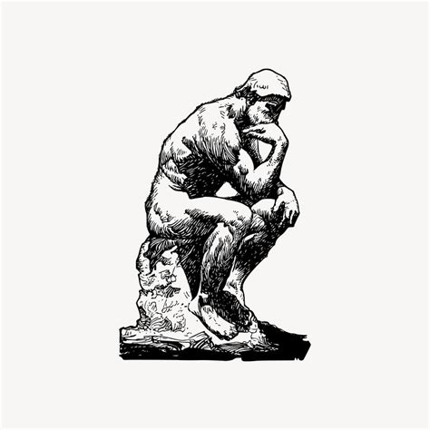 Thinking Man Statue Drawing Clipart Free Vector Rawpixel