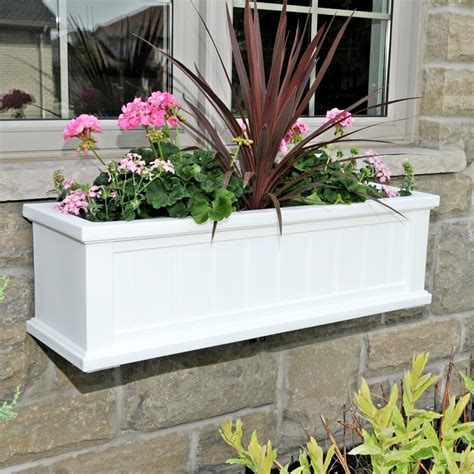 Window boxes are an easy way of bringing colour to your garden and outdoor space. Mayne 11 in. x 36 in. White Cape Cod Window Box-4840-W ...