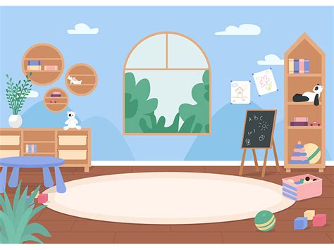 Kindergarten Classroom Flat Color Vector Illustration By Epicpxls