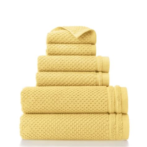 Gap Home Sculpted Organic Cotton 6 Piece Bath Towel Set Yellow