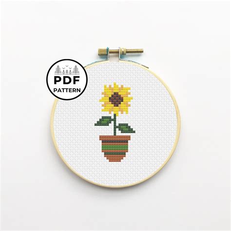Easy Sunflower Cross Stitch Pattern For Beginners Etsy Canada