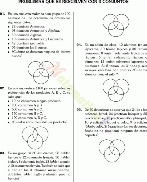 Operaciones Con Conjuntos Y Diagramas De Venn Ejercicios Resueltos Para