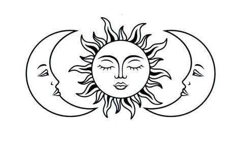 Sun Drawing Sun And Moon Drawings Face Line Drawing Tattoo Stencil