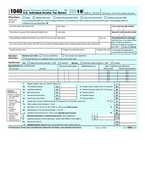 2019 1040 Form Printable Fill Out And Sign Printable Pdf Template