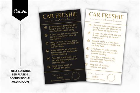 Car Freshie Care Card Template Mini 5 Graphic By Sundiva Design
