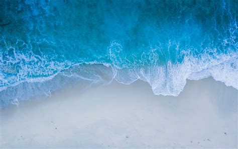 Download 3840x2400 Beach Sea Shore Blue Water Sea Waves Aerial View