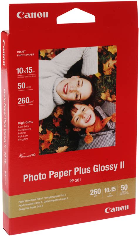 Canon Inkjet Paper Pp 201 50 Sheets A6 6x4 260gsm Photo Paper Plus