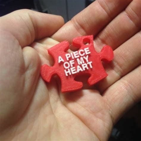 3d printable piece of my heart keychain set by mike battaglia