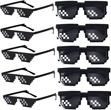Thug Life Glasses 8 Bit Pixelated Mosaic Gamer Mlg Photo Props Party Sunglasses For
