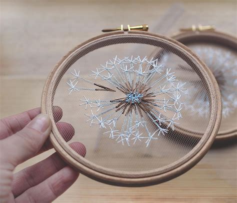 Make A Wish Dandelion Tulle Embroidery Hoop Art Bridesmaid Etsy