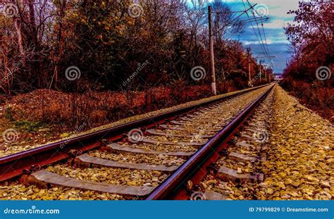 An Autumn Railroad Stock Image Image Of Cross Autumn 79799829