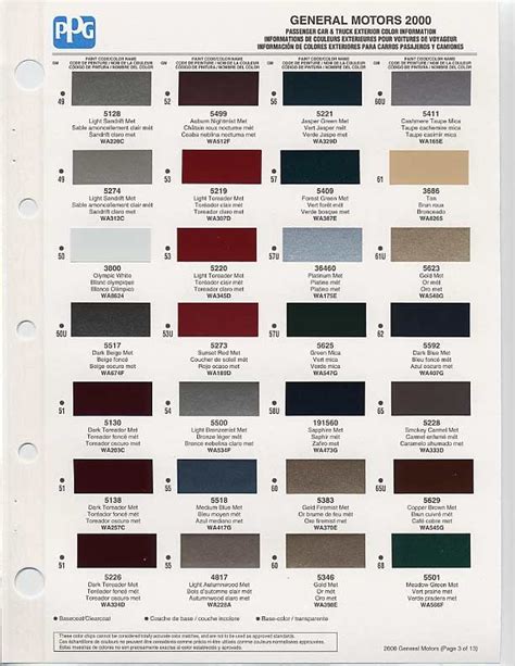 Automotive repair paints & paint color samples charts. gm auto color chips | Color Chip Selection | Colores, Camiones