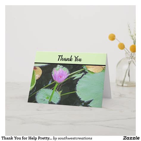 Thank You For Help Pretty Pink Water Lily Bloom Card