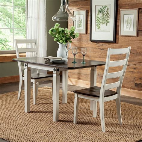 Glennwood Drop Leaf Dining Room Set Rubbed White Charcoal Intercon