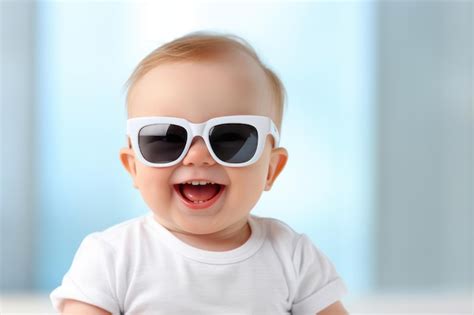 Premium Ai Image Adorable Baby Rocking Sunglasses With A Big Smile