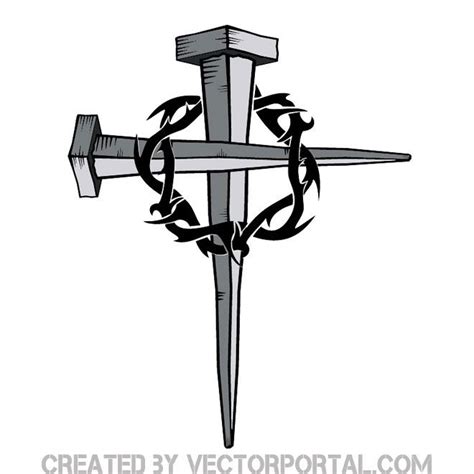 Download Cross of Nails with Thorn Free Vector | Cross drawing ...