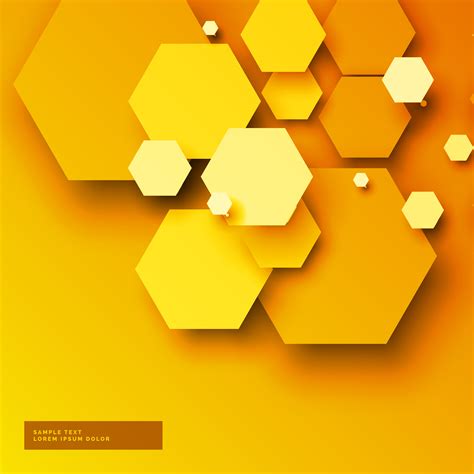 Yellow Background With 3d Hexagonal Shapes Download Free Vector Art