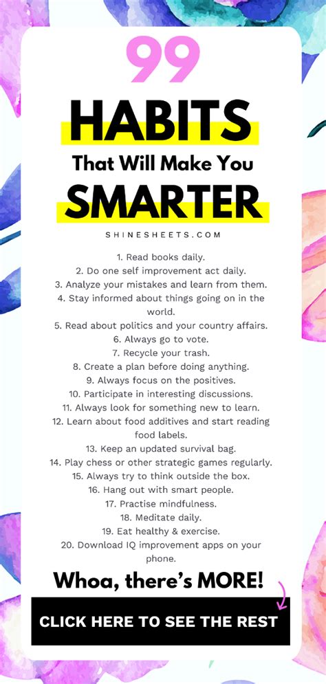 Habits That Will Make You A Smarter Woman Free Printable List Shinesheets In How