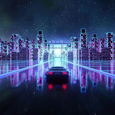 2048x2048 Cyber Outrun Vaporwave Synth Retro Car 4k Ipad Air Hd 4k Wallpapers Images