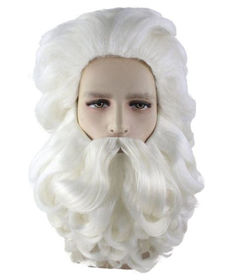 Professional Mens Santa Wig And Full Beard Set White Merry Christmas