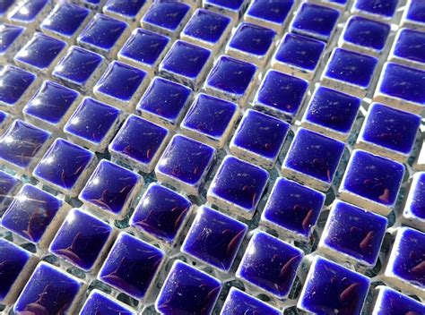 Dark Blue Square Mosaic Tiles 1 Cm Ceramic Half Pound Etsy