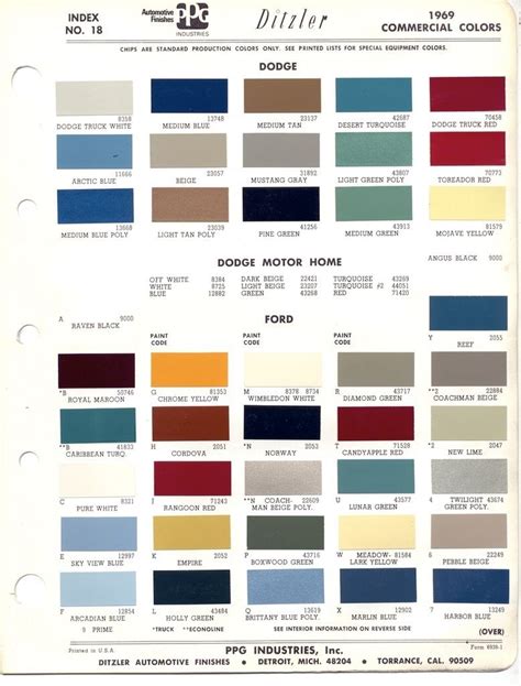 An Old Color Chart For The Interior And Exterior Paint Colors