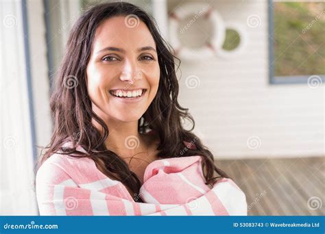 Beautiful Woman Wrapped In Towel Stock Image Image Of Standing