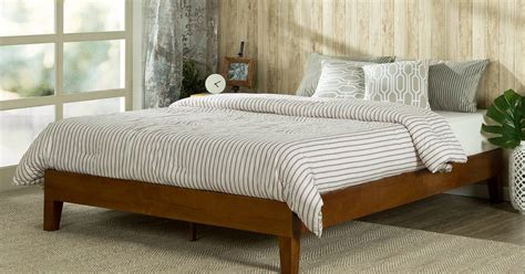 Therefore, most king size bed frames will measure between 76.5 to 78 inches wide and 80.5 to 82 inches long. Zinus Wood Platform King Size Bed Only $115.99 - Hip2Save