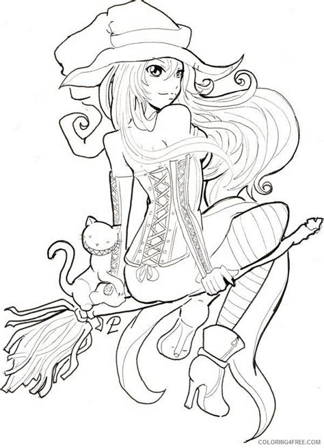 Witch Coloring Pages Anime Girl Coloring4free