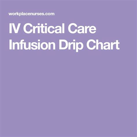 Iv Critical Care Infusion Drip Chart Critical Care Chart Dripping
