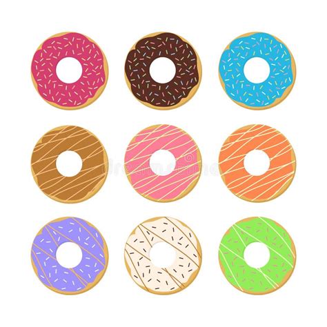 Set Of Donuts Isolated On White Background Vector Stock Vector