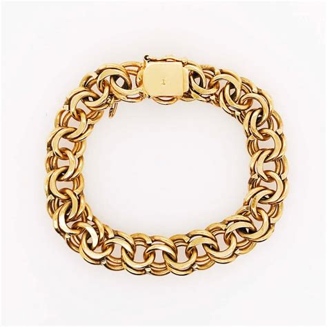 Heavy Gold Charm Bracelet 14 Karat Large Gold Chain Bracelet At 1stdibs