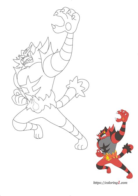 Pokemon Incineroar Coloring Pages - 2 Free Coloring Sheets (2021) in 2021 | Pokemon coloring