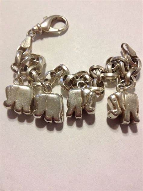 Sterling Elephants Charm Bracelet Italy 22 Grams 75 Etsy Elephant