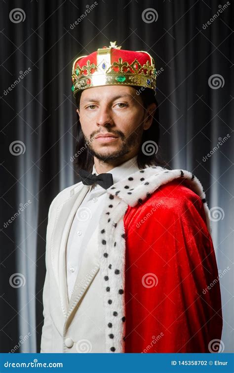 The Funny King Wearing Crown In Coronation Concept Stock Photo Image