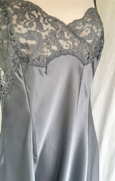 Victoria Secret Sz Xl Lace Baby Doll Nightgown Solid Gray Adjustable