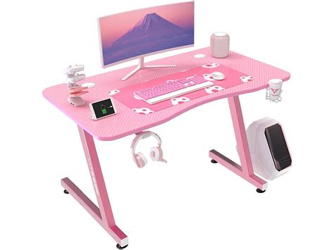 Vitesse Pink Gaming Desk 40 Inch Kawaii Computer Desk Cute Gaming Table