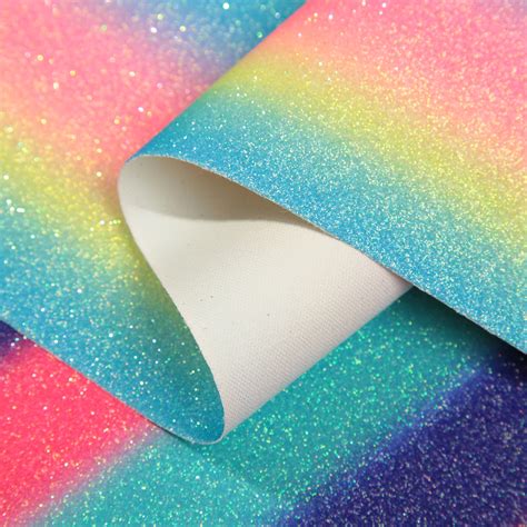 New Colorful Pastel Rainbow Printed Glitter Pu Leather For Hair Bow