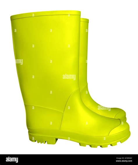 Yellow Rubber Boots Isolated On White Clipping Path Included Stock