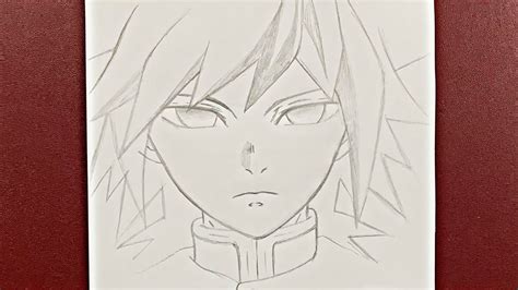 Anime Drawing How To Draw Giyu Tomioka Step By Step Using Just A Pencil