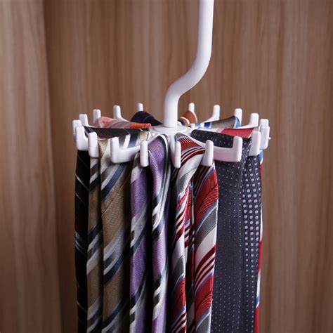 Rotating Tie Holder Hook Clothes Hanger White Plastic Tie Rack Scarf